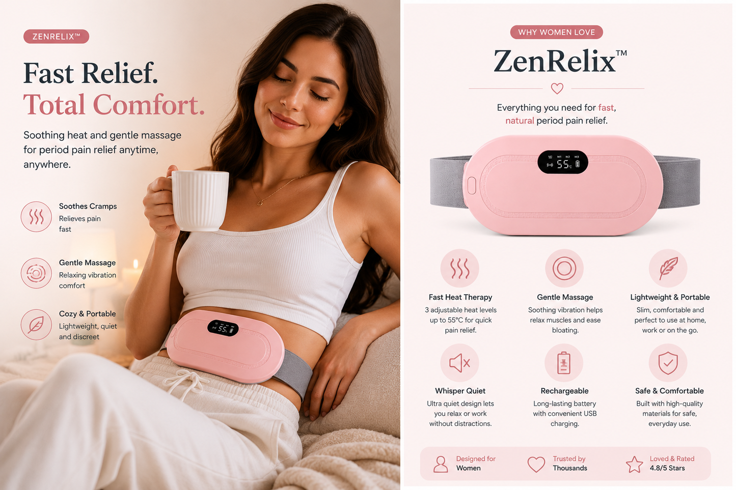 ZenRelix™ Heating & Massage Belt for Period & Back Pain Relief